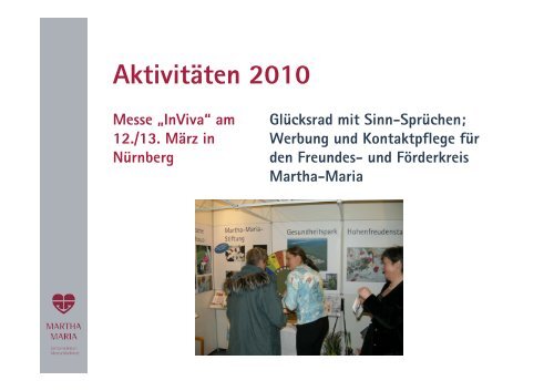 Aktivitäten und Projekte 2010 - Martha-Maria