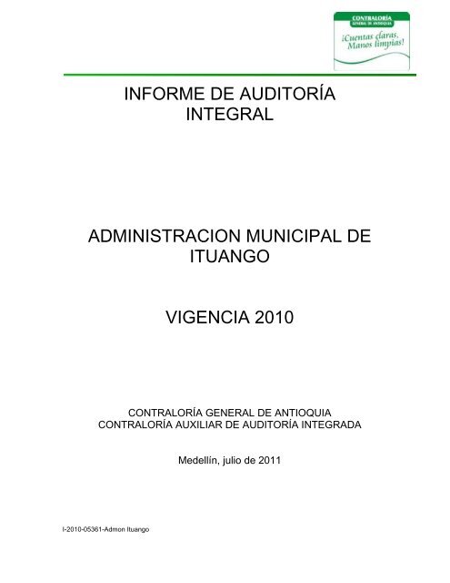 INFORME PRELIMINAR - Contraloría General de Antioquia