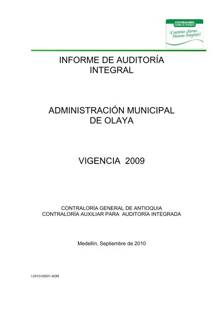 Informe De Auditoría Integral Administración Municipal De Olaya