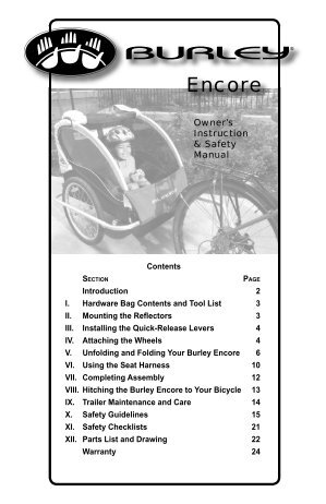 Burley Encore Owner's Instruction and Safety Manual