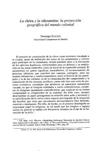 La chóra y la oikouméne: la proyección geográfica ... - Historia Antigua