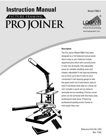 Instruction Manual Model F300-2 PRO JOINER - LoganGraphic.com