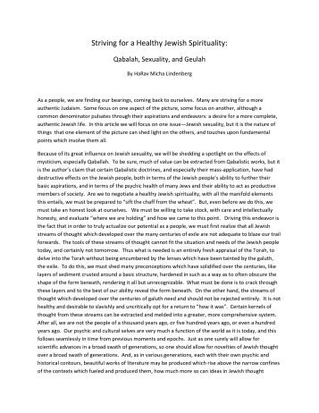 Lindenberg-Qabalah, Sexuality, and Geulah.pdf - Machon Shilo