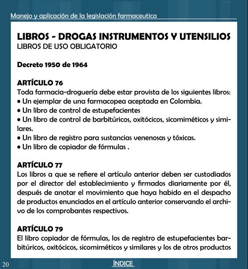 Manejo y aplicación de la legislación farmaceutica - Biblioteca Sena