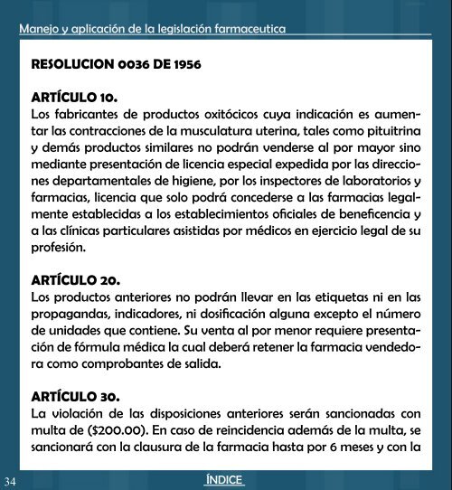 Manejo y aplicación de la legislación farmaceutica - Biblioteca Sena