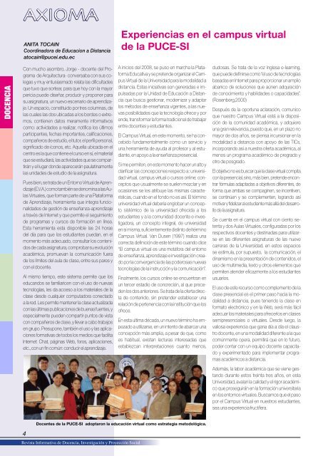 Revista Axioma 2010 - Pontificia Universidad Católica del Ecuador ...