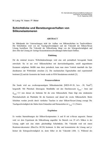 Schichtdicke und Benetzungsverhalten von Silikonelastomeren