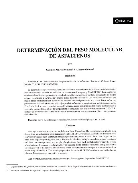 determinación del peso molecular de asfaltenos - Academia ...