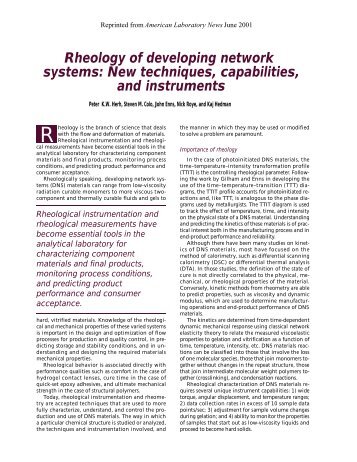 Rheology of developing network systems - ATS RheoSystems