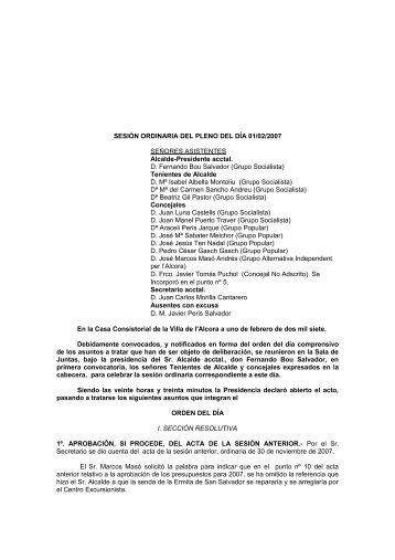 Plenos Municipales 2007 - Ajuntament de L'Alcora