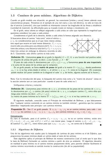 1.3 Caminos de peso m´ınimo. Algoritmo de Dijkstra - Departamento ...