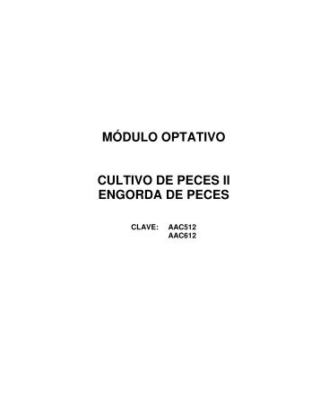 MÓDULO OPTATIVO CULTIVO DE PECES II ENGORDA DE PECES