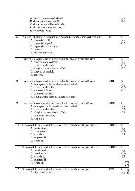 SUBIECTE EXAMEN LICENŢĂ – MEDICINA DENTARĂ TEMA NR. 1 ...