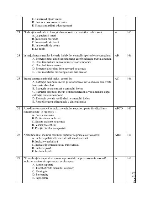 SUBIECTE EXAMEN LICENŢĂ – MEDICINA DENTARĂ TEMA NR. 1 ...