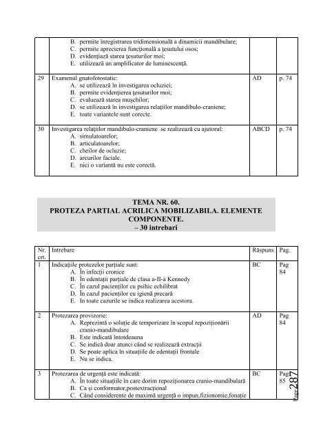 SUBIECTE EXAMEN LICENŢĂ – MEDICINA DENTARĂ TEMA NR. 1 ...