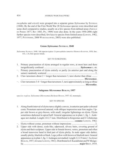 A preliminary study and review of the genus Stylosomus SUFFRIAN ...