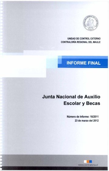 informe final 16-11 junta nacional de auxilio escolar y ... - JUNAEB