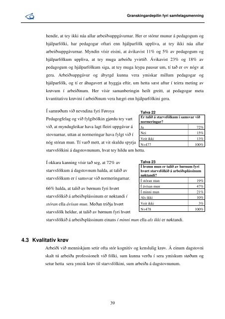 Trivnaðarkanningin - Føroya Pedagogfelag