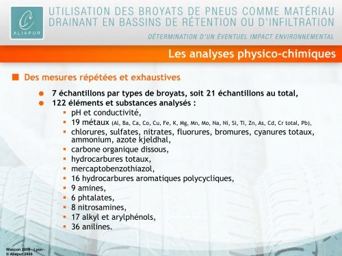 Utilisation des broyats de pneus comme matériau drainant ... - Aliapur