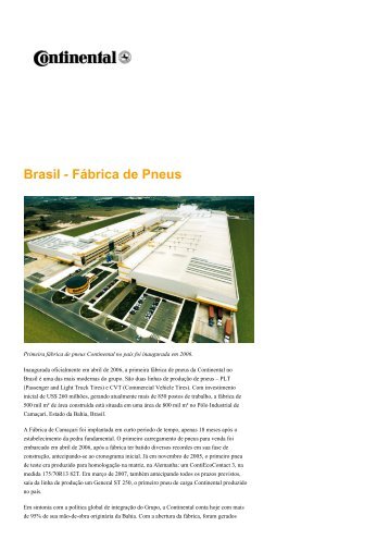 Brasil - Fábrica de Pneus - Continental