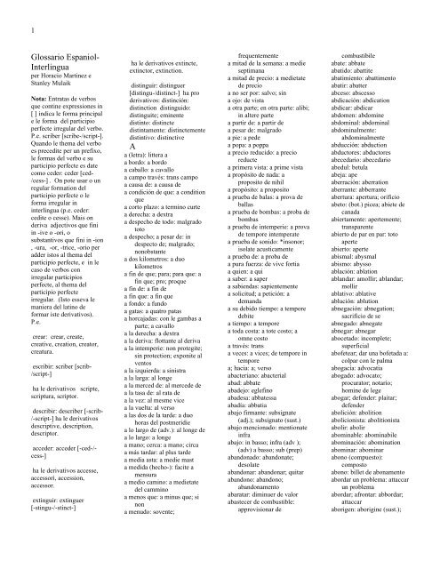 Glossario Espaniol- Interlingua A - LeCorde.com