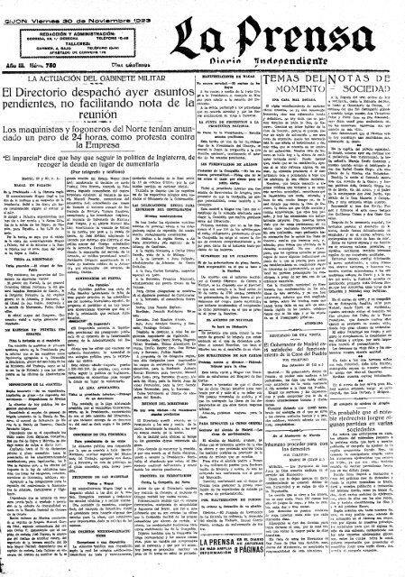 La Prensa 19231130 - Historia del Ajedrez Asturiano