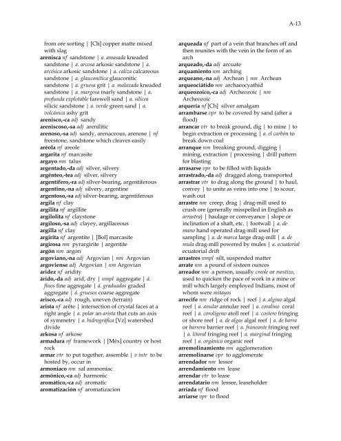 diccionario español – inglés terminos geólogicos y mineros