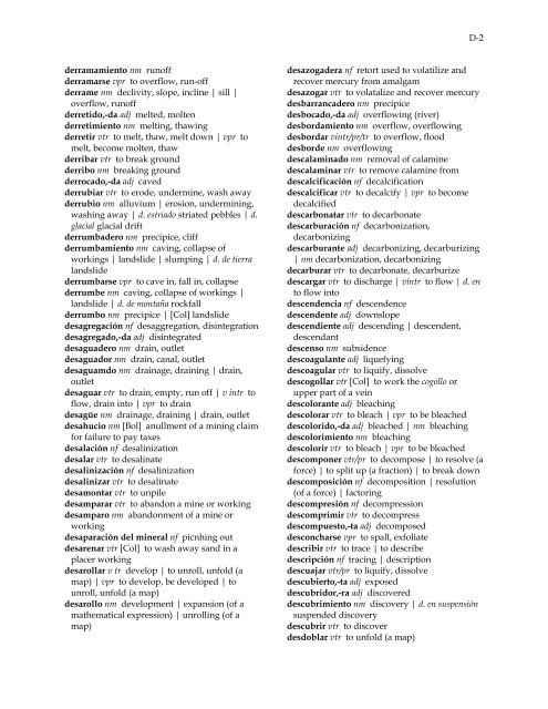 diccionario español – inglés terminos geólogicos y mineros