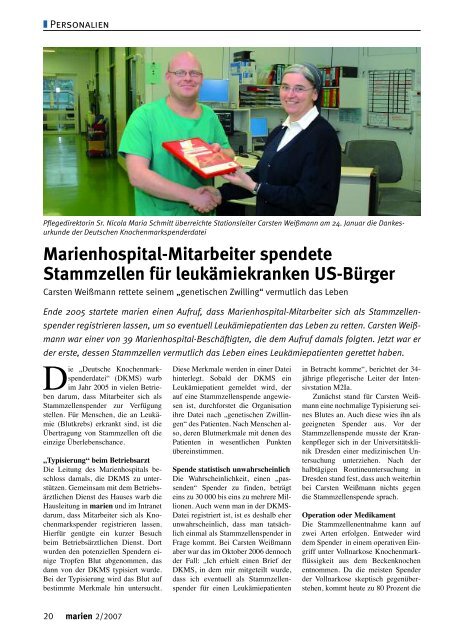 marien hospital - zeitschrift - Marienhospital Stuttgart