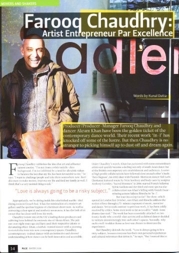 Artist Entrepreneur Par Excellence - Pulse Magazine Winter 2008
