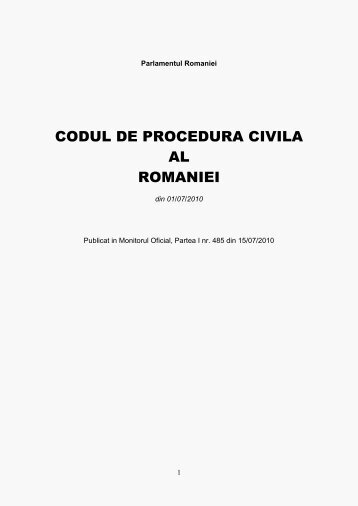 CODUL DE PROCEDURA CIVILA AL ROMANIEI