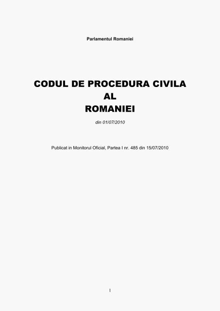 Codul De Procedura Civila Al Romaniei