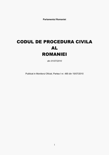 CODUL DE PROCEDURA CIVILA AL ROMANIEI