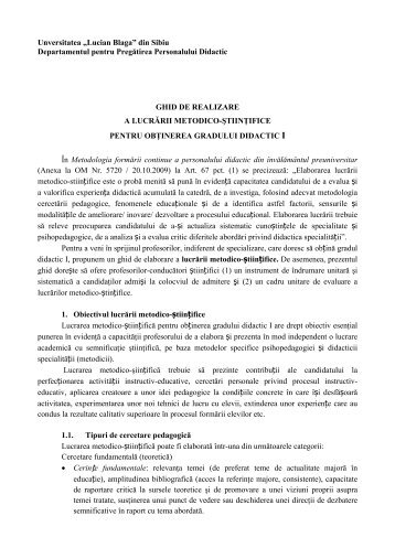 Ghid de realizare lucrări - Universitatea "Lucian Blaga" din Sibiu