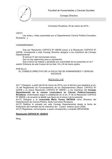 Nº 2 Designación Consejo Departamental Licenciatura en Ciencias