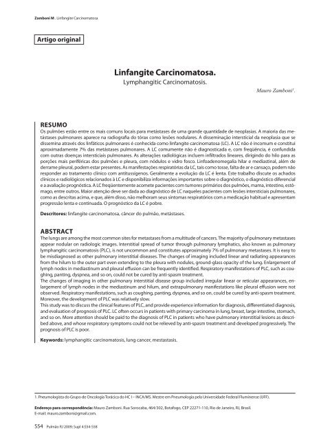 Linfangite Carcinomatosa.