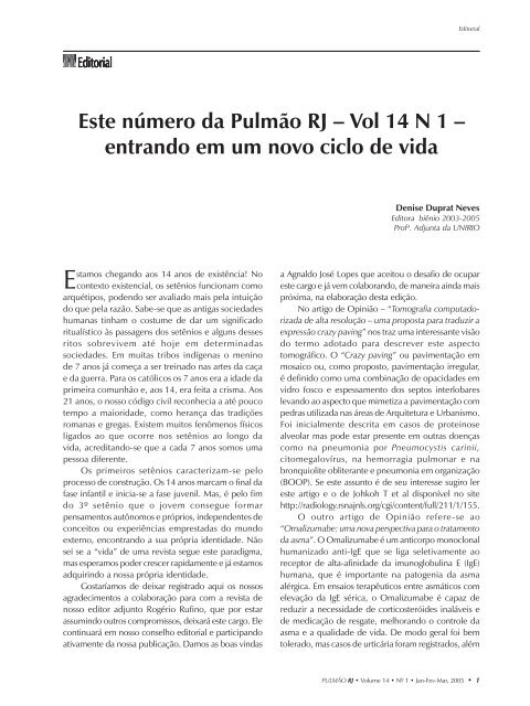 Este número da Pulmão RJ - Sociedade de Pneumologia e ...