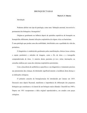 bronquiectasias - SBCT - Sociedade Brasileira de Cirurgia Torácica