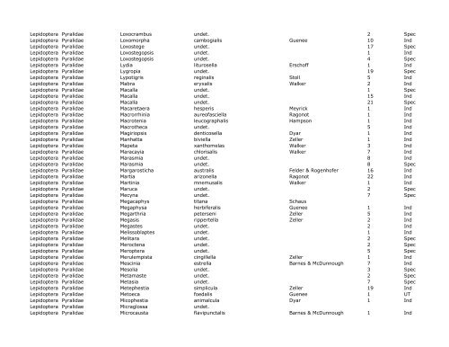 Lepidoptera as of 2005