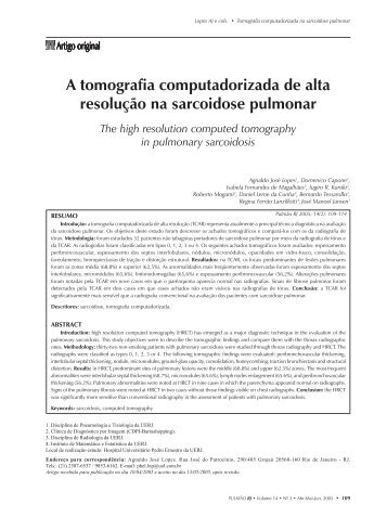 A tomografia computadorizada de alta resolução na sarcoidose ...