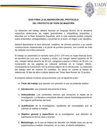 Formato de Protocolo de Proyecto de Tesis de Maestría