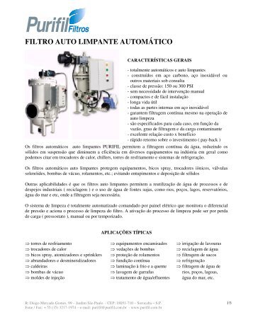 filtro auto limpante automático - Purifil Filtros e Tratamento de Água