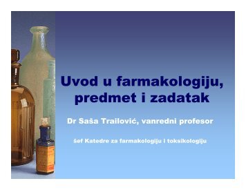 Uvod u farmakologiju, predmet i zadatak