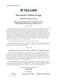 Aktsiaselts Tallink Grupp - NASDAQ OMX Baltic