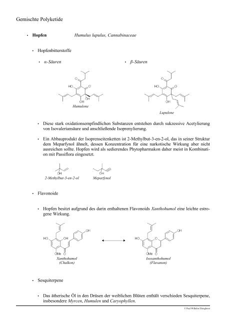 Vorlesung Pharmazeutische Biologie Derivate des ...