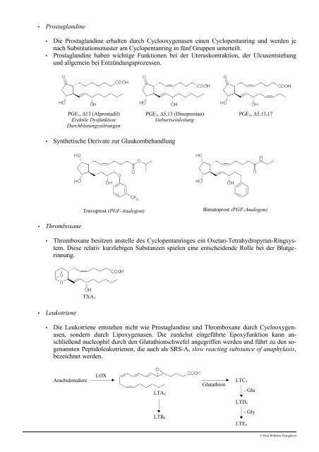 Vorlesung Pharmazeutische Biologie Derivate des ...