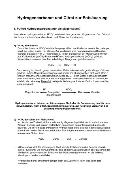 Hydrogencarbonat und Citrat zur Entsäuerung