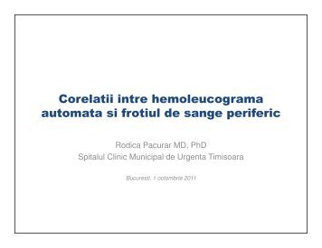 Corelatii intre hemoleucograma automata si frotiul ... - Despre ALMR