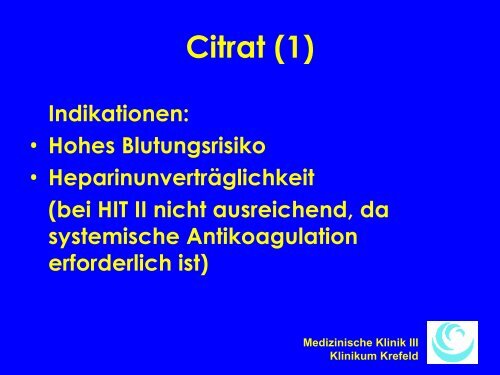 Schott - Antikoagulation in der Intensivmedizin - WB-nephro.de