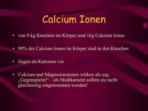 3. Magnesium und Calcium in Knochen und Zaehnen
